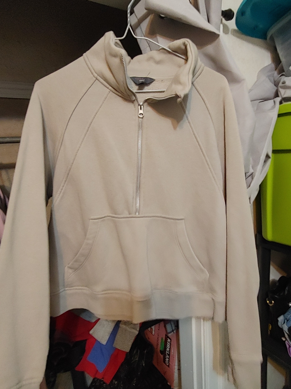 Danskin Cream Half-Zip Crop Pullover Sweater